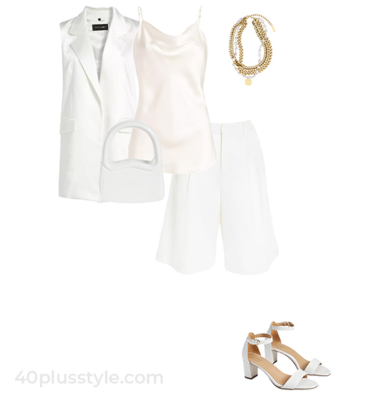 Waistcoat and shorts outfit | 40plusstyle.com