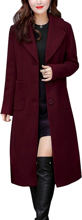 Amazon prime day sale - chouyatou Big Notch Lapel Single Breasted Mid-Long Wool Blend Coat | 40plusstyle.com
