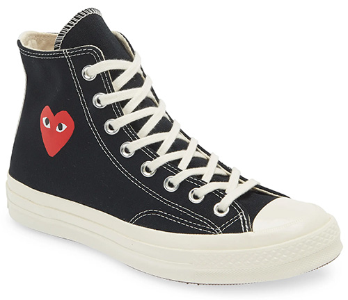 Comme des Garçons PLAY x Converse Chuck Taylor® All Star® Heart High Top Sneaker | 40plusstyle.com