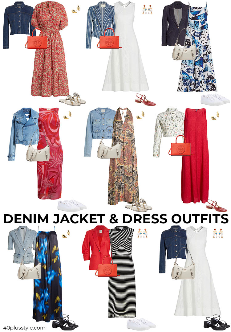 Denim jacket and dress outfits | 40plusstyle.com