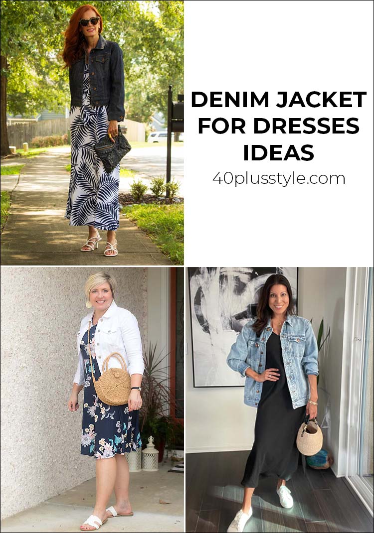 Denim jacket for dresses ideas: 9 outfits featuring denim jackets with dresses | 40plusstyle.com