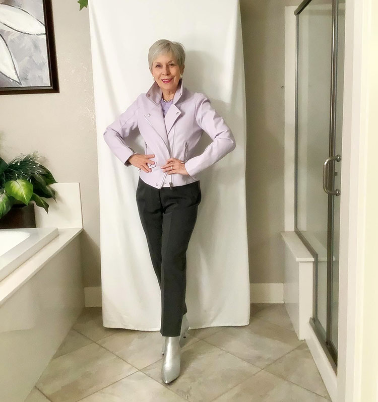 Eileen wears silver booties | 40plusstyle.com