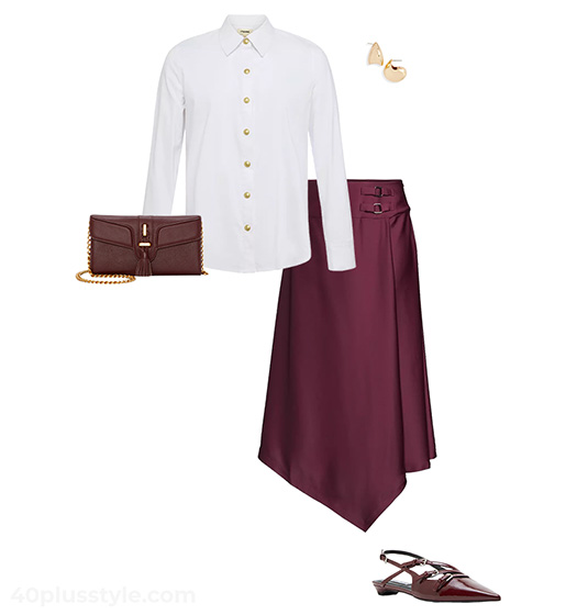 Skirt and blouse combo | 40plusstyle.com