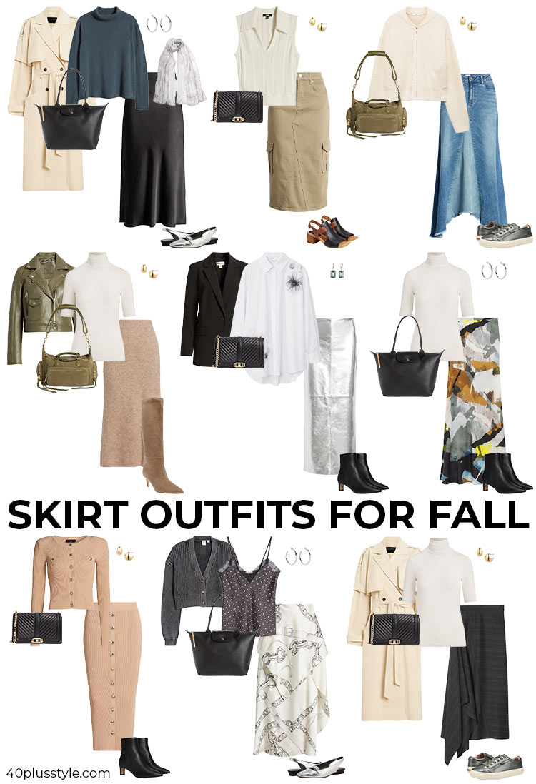 Skirt outfits for fall | 40plusstyle.com