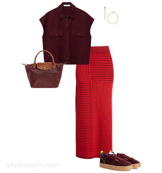 burgundy outfits and dark red clothes | 40+style