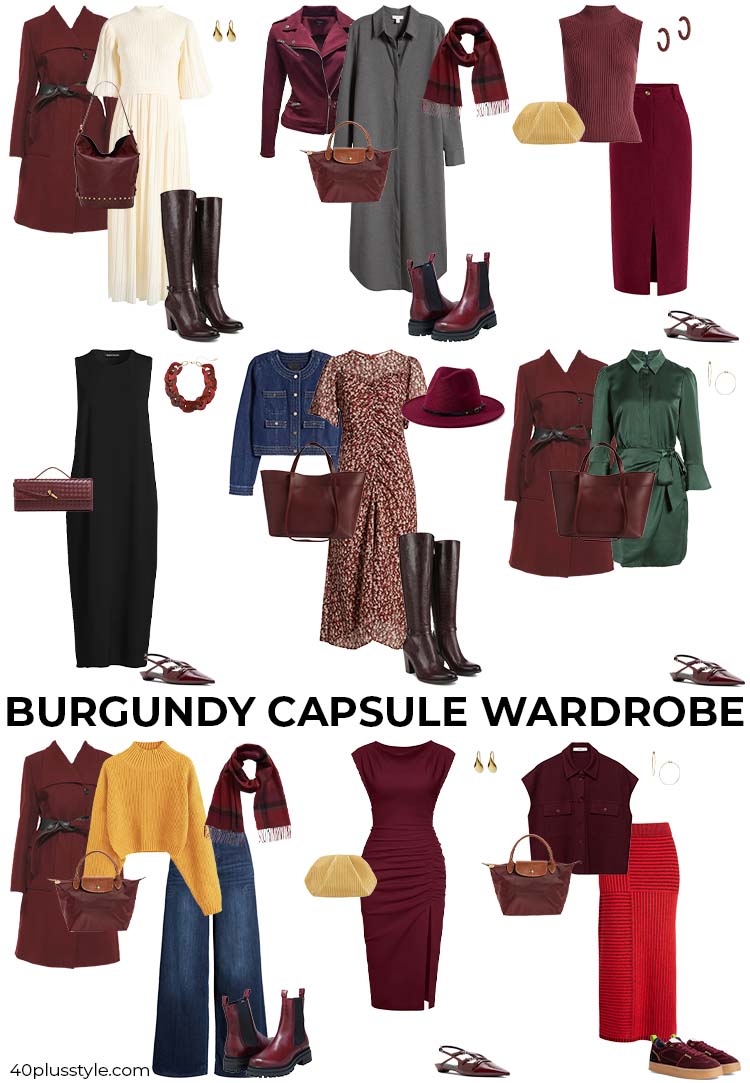 Burgundy capsule wardrobe | 40plusstyle.com