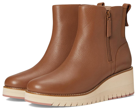 Cole Haan Zerogrand City Wedge Side Zip Waterproof Boots | 40plusstyle.com