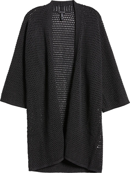 Eileen Fisher Open Stitch Longline Wool Cardigan | 40plusstyle.com