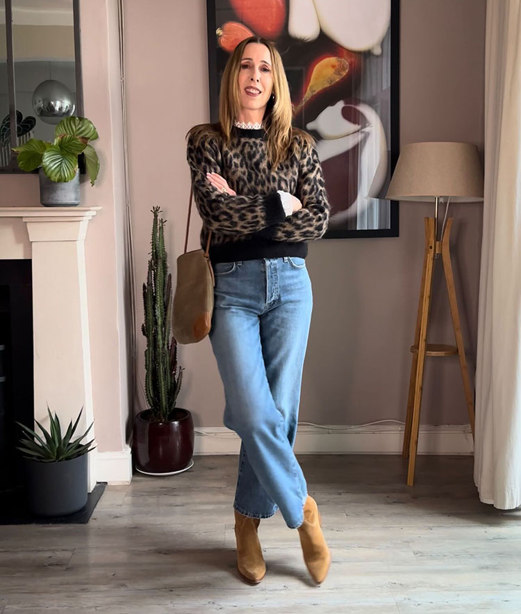 Timeless fall trends - Marie-Louise in a leopard print sweater | 40plusstyle.com