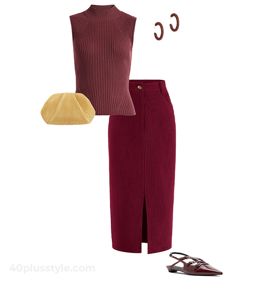 burgundy outfits and dark red clothes | 40+style