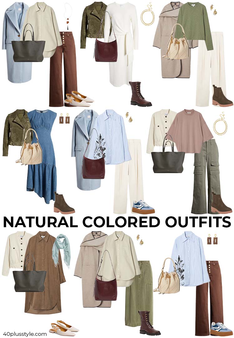 Natural colored outfits | 40plusstyle.com