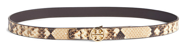 Tory Burch Miller Snakeskin Embossed Belt | 40plusstyle.com