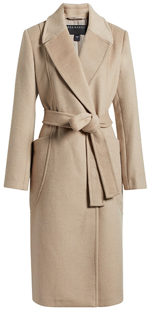 Bernardo Belted Wool Blend Longline Coat | 40plusstyle.com