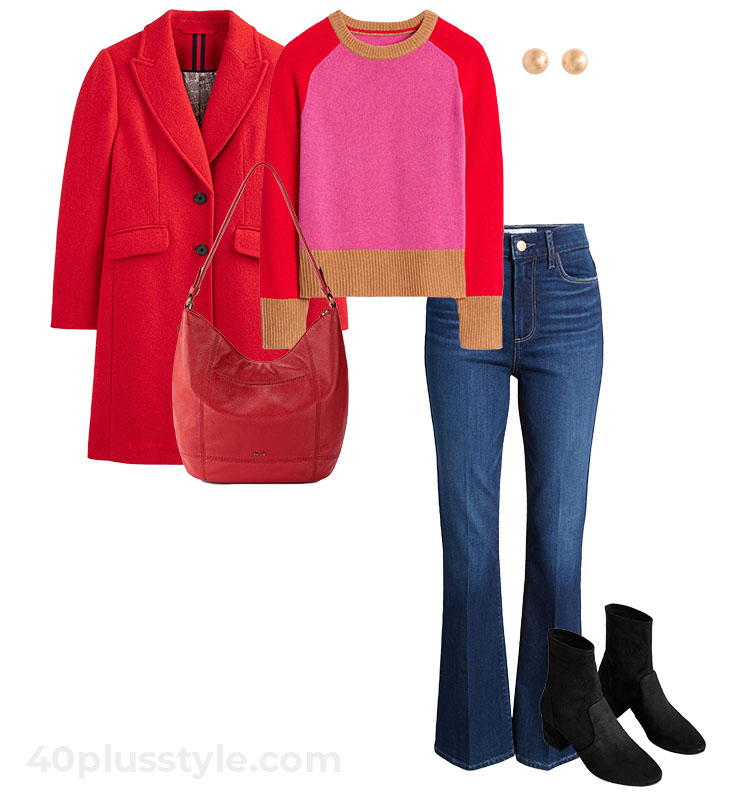 Wearing bright colors - Pink and red outfit | 40plusstyle.com