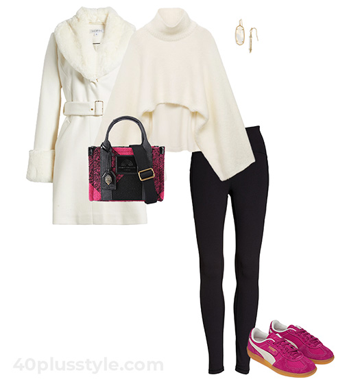 Coat and leggings outfit | 40plusstyle.com