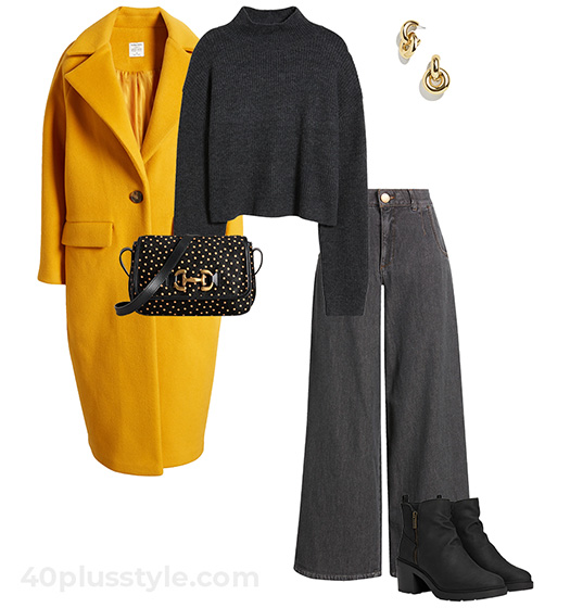 Yellow and gray outfit | 40plusstyle.com