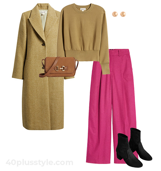 Pink and olive outfit | 40plusstyle.com