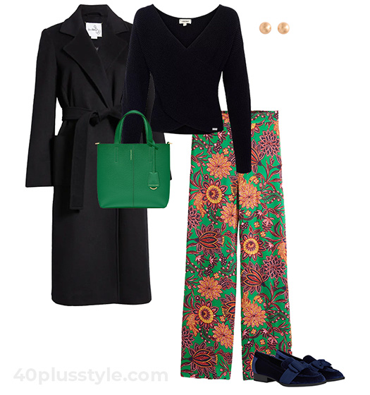 Print pants outfit | 40plusstyle.com