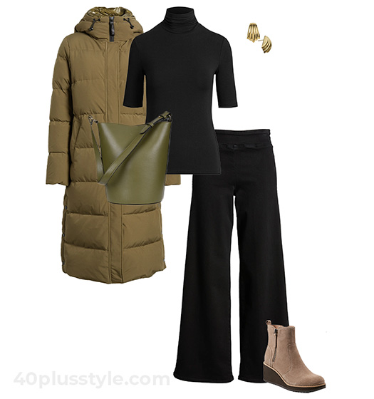 Puffer coat outfit for winter | 40plusstyle.com