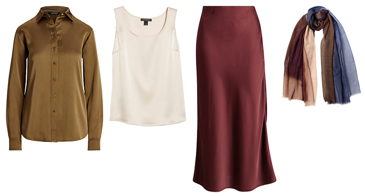 Silk and satin outfits | 40plusstyle.com