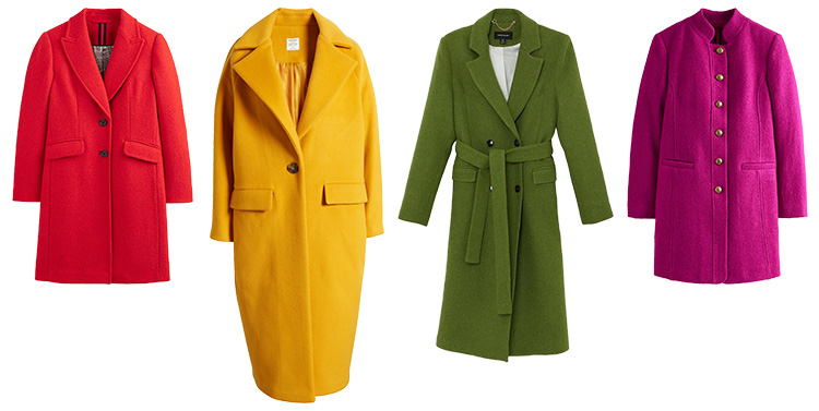 Wearing bright colors - Bright coats for winter | 40plusstyle.com