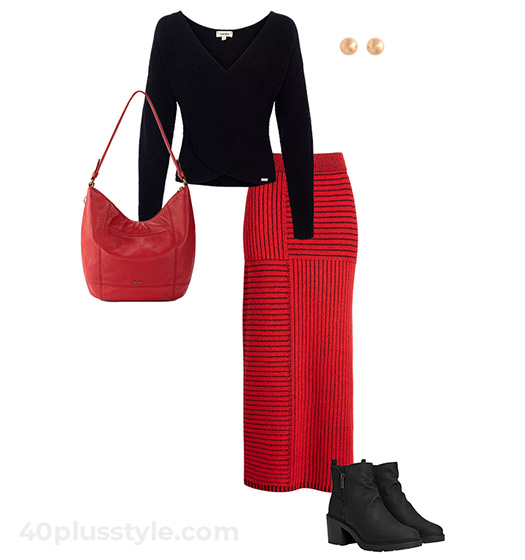 Black and red outfit | 40plusstyle.com