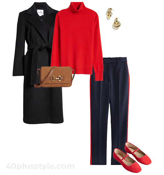 Red and navy outfit | 40plusstyle.com