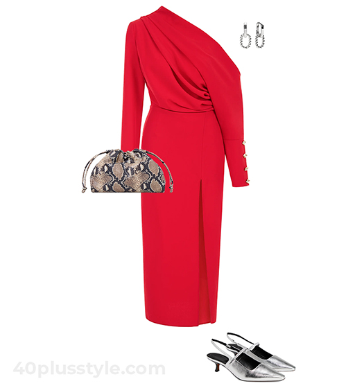 Christmas party outfit: red dress | 40plusstyle.com