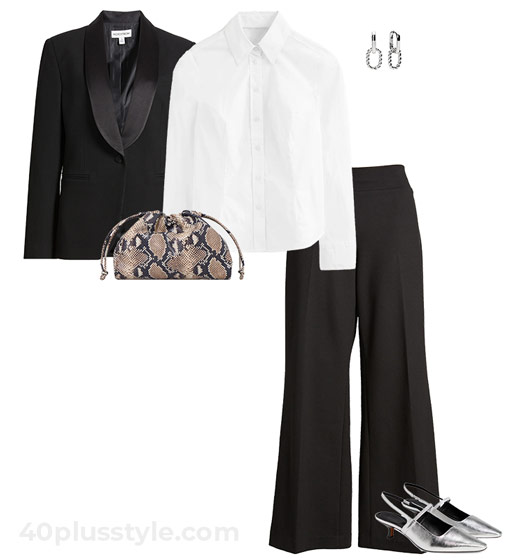 Christmas party outfit: menswear inspired suit | 40plusstyle.com