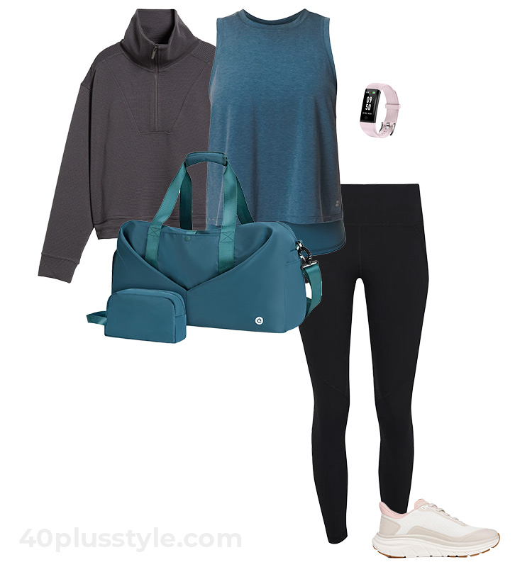 Hoodie, tank top and leggings | 40plusstyle.com