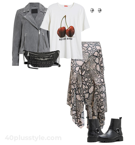 Rock style outfit | 40plusstyle.com