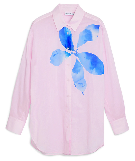 Desigual Relaxed Fit Cotton Button-Up Shirt | 40plusstyle.com