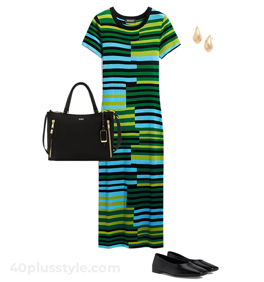 Dress and flat shoes | 40plusstyle.com