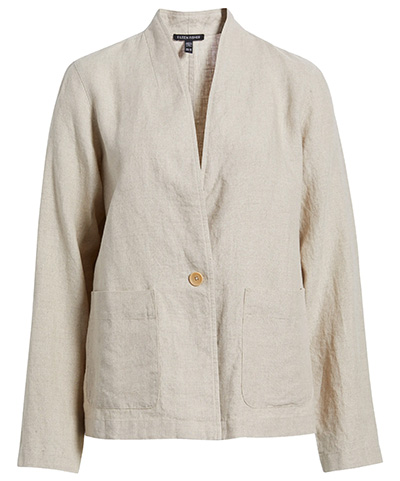 Eileen Fisher High Collar Organic Linen Jacket | 40plusstyle.com