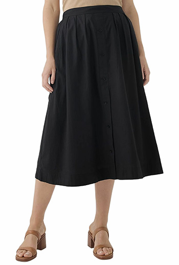 Organic Cotton Sunset Lightweight Cotton Button Skirt | 40plusstyle.com