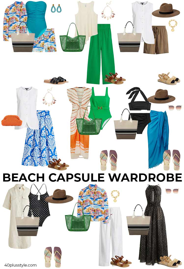 Women's beach outfits - beach capsule wardrobe | 40plusstyle.com