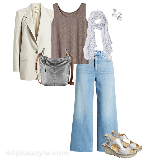 Blazer, tank top and jeans | 40plusstyle.com