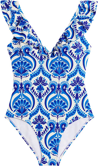 Best swimsuits for women - blue and white swimsuit | 40plusstyle.com