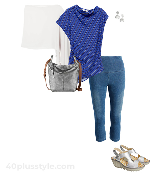 Poncho and capris outfit | 40plusstyle.com
