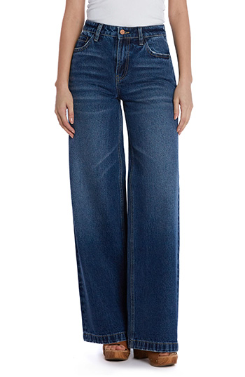 HINT OF BLU High Waist Wide Leg Jeans | 40plusstyle.com