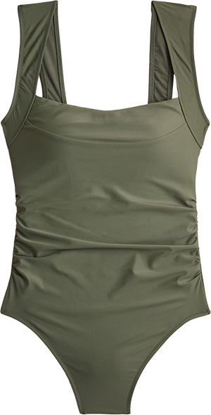 J.Crew Nia Ruched Squareneck One-Piece | 40plusstyle.com