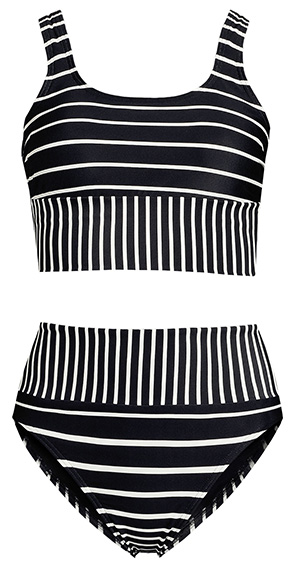 Lands' End Tugless Tankini Top and High Waisted Bottom Swimsuit Set | 40plusstyle.com