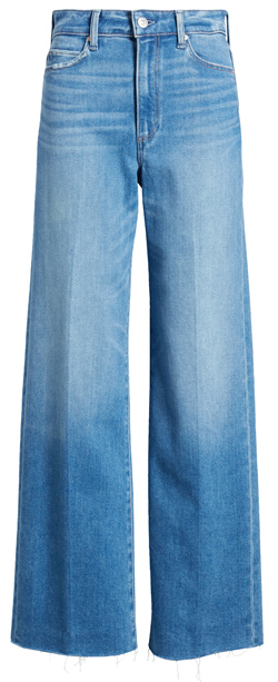 PAIGE Anessa High Waist Raw Hem Wide Leg Jeans | 40plusstyle.com