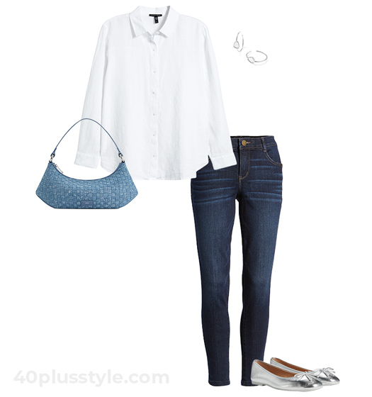 Skinny jeans outfit idea | 40plusstyle.com