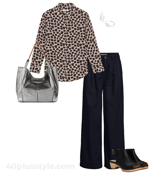 Silk shirt and black jeans | 40plusstyle.com