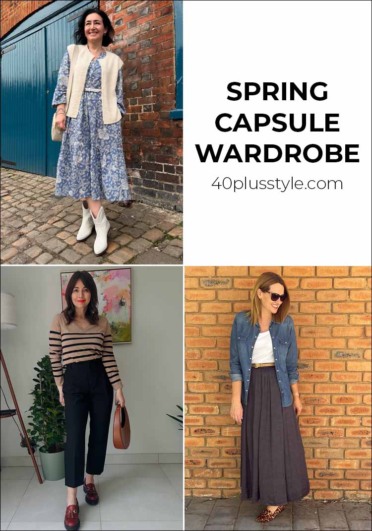 2025 spring capsule wardrobe with everything you need to create countless outfits | 40plusstyle.com