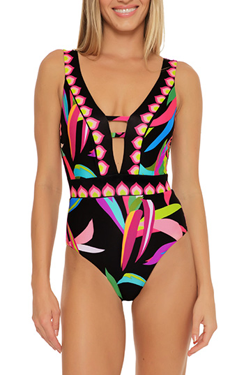 Trina Turk Birds of Paradise Cutout One-Piece | 40plusstyle.com