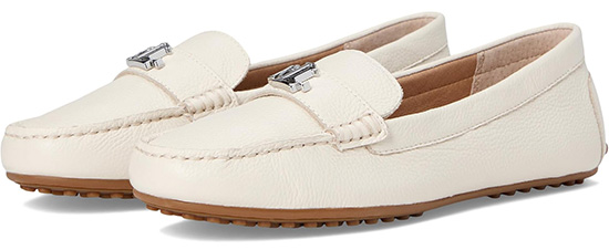 Lauren Ralph Lauren Barnsbury Pebbled Leather Driver Loafer Flats | 40plusstyle.com