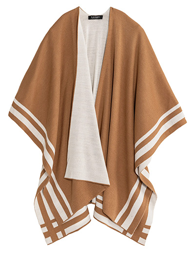 Lauren Ralph Lauren Jet Setter Reversible Knit Poncho | 40plusstyle.com