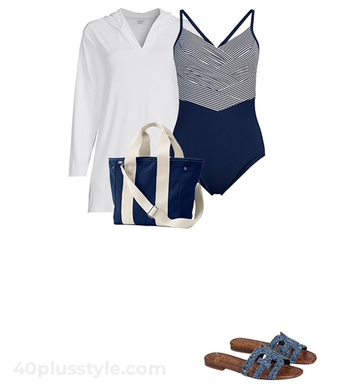 Maritime swimwear and cover-up | 40plusstyle.com